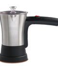 Electric Turkish Coffee Maker 4 Cup Stainless Steel Black Finish Easy Brew