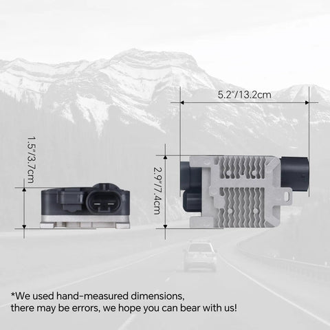 Side view of Engine Cooling Fan Control Module For Ford Flex 3.5L Edge 2.0L 3.5L 3.7L Crown Victoria with size dimensions