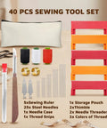 40 Piece Sewing Kit With Five Size Clip On Ruler Set Edge Stitch Quilting Templates Plus Needles Thread Needle Threaders And Seam Ripper for DIY projects