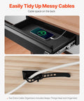 Total Game Changer Hella Smooth Slide Out Under Desk Drawer For Sit Stand Workstation Attachable Steel Storage Bin For Hidden Office Supplies Organizer Black with cable management features.
