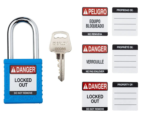 Blue Safety Lockout Padlock Six Pack Keyed Differently One Key Per Lock For Osha Compliant Lockout Tagout Programs Key Retaining Brass