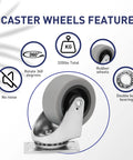 2 Inch Heavy Duty Rubber Caster Wheels Set Of 4 With Swivel Plate Castors 320 Lb Total Capacity Rust Resistant Caster Wheels for features