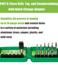 Metal Drill And Tap Kit For Greenlee With Quick Change Adapter Pro Grade Six Piece Drill Tap Deburring Set One Step Drilling