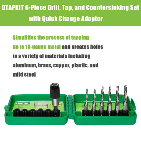 Metal Drill And Tap Kit For Greenlee With Quick Change Adapter Pro Grade Six Piece Drill Tap Deburring Set One Step Drilling