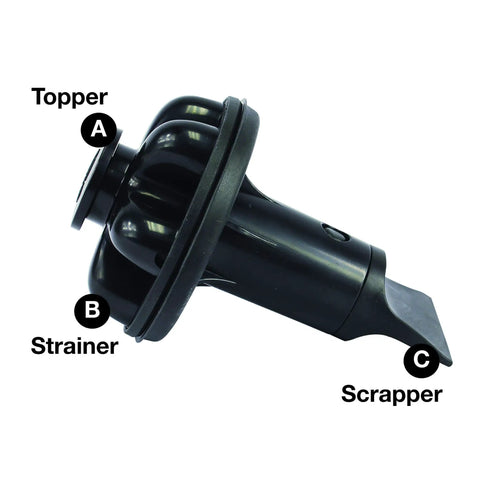 Disposal Genie II Garbage Disposal Strainer And Stopper, Kitchen Sink Drain Splash Guard With Food Scraper, Black Finish, side view