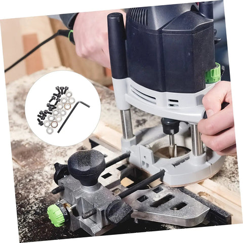 Top Mounted Router Bit Bearings Kit for Woodworking Milling Cutters Replacement Ball Bearings Guide Id Od Pro Grade Steel Construction for Low Noise DIY Friendly Install with handheld router in use