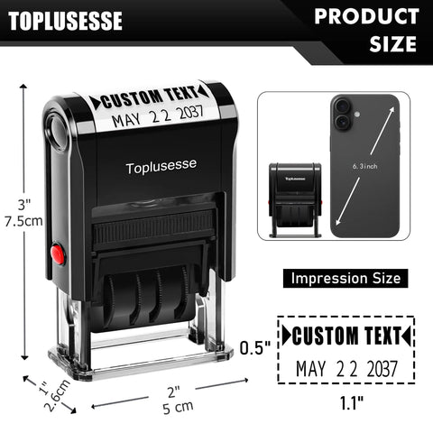 Self Inking Date Stamp With Signature Personalize Custom Date Stamp For Office Use With One Line Text In Multiple Fonts And Colors