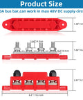 Red And Black Four Stud Power Distribution Block Pair For 12 Volt Rv Marine And Solar Setups with dimensions 6.5" x 1.38".