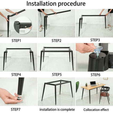 Installation steps for Heavy Duty Metal Desk Legs Adjustable Table Frame Straight Built Tough Rectangular Furniture Base.