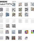 Product display showing various tile designs, including Premium Thicker Design Peel And Stick Tile For Kitchen Backsplash.