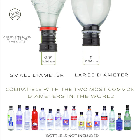 Bottle adapters showing small and large diameters compatible with Ultra Lightweight Portable Bidet For Toilet Use On The Go Perfect For Travel Hiking And Camping Works With Any Bottle Only 12g Sprayer Easy To Use Discreet And Clean Fresh On The Move For Personal Hygiene