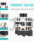 2.0L Replacement Alternator For 2007-2012 Elantra, 2010-2011 Soul, 2007-2009 Spectra, aluminum housing and wear-resistant pulley