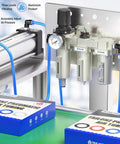 Pro Grade Industrial Air Dryer System 0-240 PSI 3/4 In NPT 3-Stage Setup with visible filters and auto drain regulator