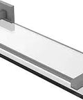 Montero Gallery Rail 16 Inch Glass Shelf in Matte Gray Finish with Concealed Mounting, Solid Brass Build, Three Eighths Inch Thick Tempered Glass