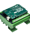 Din Rail Mount Pinout Breakout Terminal Block Module For UNO R3 Builds With 3.81mm Pitch Screw Terminal 26-16AWG Wire Range 5mm Strip M2 Slotted Screw For Easy Industrial Control Wiring, green PCB