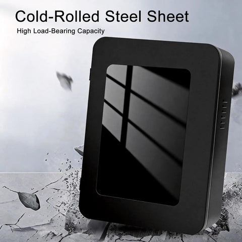 Heavy Duty Rugged As Nails Outdoor EV Charger Enclosure For Wall Mounted Stations Made From Cold Rolled Steel shown from the front angle.