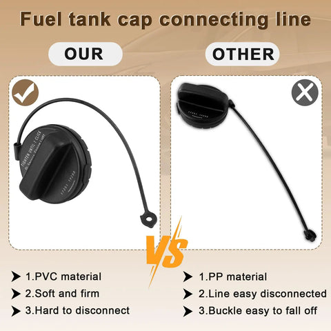 Comparison of Nissan Gas Cap Fuel Tank Cap OE-Like Replacement with other model, showing differences in material and design.
