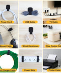 Image of heavy duty self adhesive cable straps with strong sticky backing reusable hook and loop ties for under desk cable management