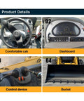 Dashboard and controls of Powerful Backhoe Loader With Attachments For Construction And Farm Use, with folding bucket visible
