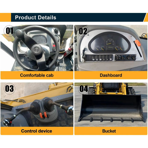 Dashboard and controls of Powerful Backhoe Loader With Attachments For Construction And Farm Use, with folding bucket visible