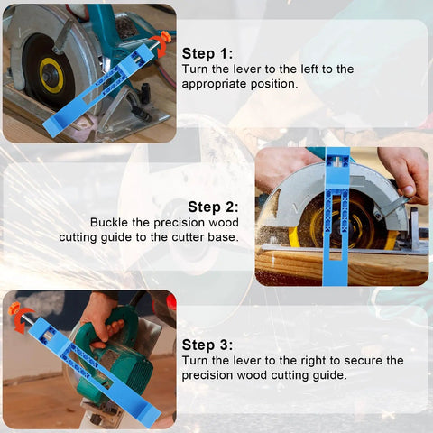 Steps to use 2 Pack Adjustable Circular Saw Guide Rail Set for straight cuts and precise depth control with circular saws.