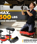 All Day Comfort Heavy Duty Rolling Knee Creeper With Seat And Chest Support, 300 Lbs Capacity in use under car