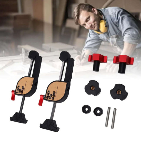 Bench Dog Clamp Set With Quick Lock Gear, adjustable clamping force, aluminum 19mm woodworking table clamp components