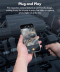 1920P Endoscope With Light Snakes Through Tight Spots Like A Pro used on car engine showing live video on phone