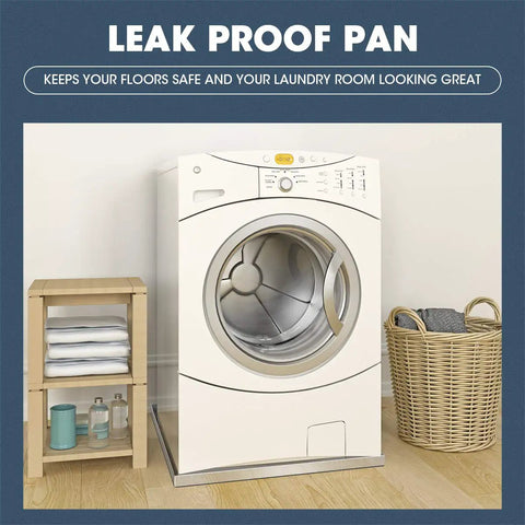 Heavy Duty 304 Stainless Steel Washing Machine Pan With Raised Edge And Anti Slip Bottom Pad For Leak Protection In Laundry Room 28 By 30 By Two Point Five Inch under washer