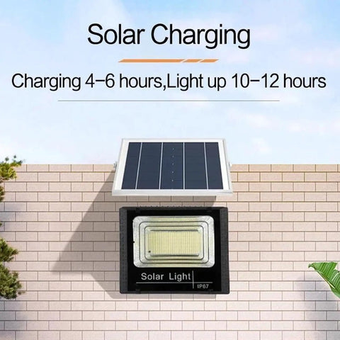 JUDYSSY 800W Solar Floodlight Outdoor Spotlight Ip66 Waterproof with Remote Control, LED Floodlight with solar panel for charging.