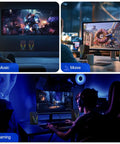 Desktop Computer Speakers With 6 Colorful RGB Lights USB Powered HiFi Stereo 2 Channel Enhanced Bass And Volume Control 3 5mm Aux Headphone Jack For Laptop Monitor PC Tablet And Phone on desks and living room setups for music, movies, and gaming.