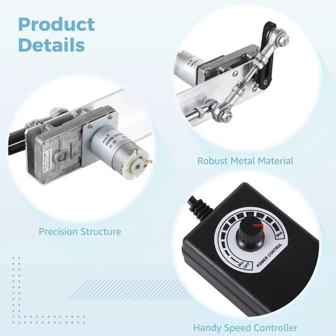 Reciprocating Linear Actuator For Quick Smooth Motion And A True Workhorse For Your DIY Projects DC 24V 120 RPM Adjustable Stroke 1.18 To 5.9 Inches Up To 40 Lbs Thrust With Power Control Adapter, metal actuator and controller