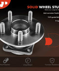 Rear Wheel Bearing And Hub Assembly 2 Pack For Toyota Corolla 2003 2008 Matrix 2003 2008 Celica 2000 2005 And Pontiac Vibe 2003 2008 FWD Non ABS 5 Lug Durable Beefy Heavy Duty High Load Capacity Easy To Install, showing anti-corrosion coated wheel studs and 5-lug assembly.