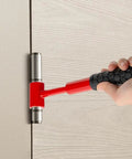4 In 1 Door Hinge Gap Adjuster being used on a door hinge, showcasing its ergonomic handle and compact design for quick alignment.