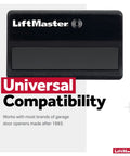 Security Plus 1 Button Garage Door Opener And Gate Remote Control Pack Of 2 Universal Compatibility With Most Brands No Fuss Setup Easy One Button Operation For Home And Gate Convenience displayed with text emphasizing compatibility.
