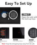 Rock Solid Security Safe Box With Digital Keypad And Backup Keys Steel Home Office Hotel Safe with setup instructions