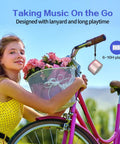 Woman with pink bicycle and roses using Tiny But Mighty Grab And Go Metal Bluetooth Speaker With Lights And Lanyard 5W Mini Wireless