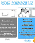 Comparison of inferior and superior 9 Piece Heavy Duty Metal Receptacle Spacers With Insulated Coating features on a blue background.