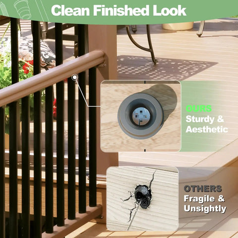 Top Shelf 100 Pack 26 Inch Black Aluminum Deck Balusters Built Like A Brick With Zero Fuss Powder Coat, showing sturdy connections on a deck.