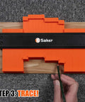 Dead Nuts Accurate 10 Inch Contour Gauge Profile Tool With Secure Lock tracing an irregular shape on wood.