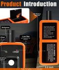 Solid El50448 TPMS Relearn Tool For GM Trucks And Cars, 6x2.2 inch, orange, features operation button and antenna.