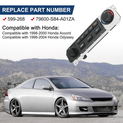 Plug N Play AC Heater Climate Control Module for Honda Accord 1998 to 2000 and Honda Odyssey 1998 to 2004, part numbers shown.