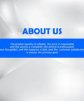 ABOUT US banner with company statement about reliable quality, reasonable prices, fast response, and customer satisfaction