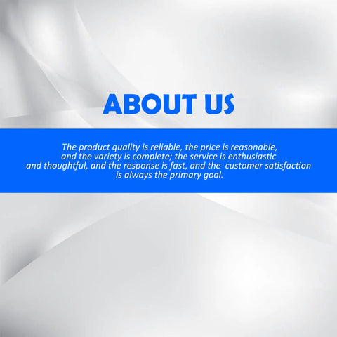 ABOUT US banner with company statement about reliable quality, reasonable prices, fast response, and customer satisfaction