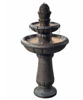 Deluxe Pineapple Pedestal Two Tier Floor Waterfall Fountain With Pump For Outdoor Patio Garden Backyard Decking Iron Gray 39 Inch Height Durable Polyresin Weatherproof Water Feature