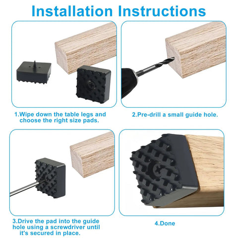 Installation process of Square Rubber Feet Furniture Pads 25 Pack 1.18 Inch Non Slip Screw On Chair Leg Protectors for Hardwood Floors