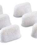 Six Pack Water Filters For BWF100 Replacement With Ion Exchange Resin Inside on white background, fits Breville espresso machines.