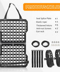 Heavy Duty Truck Gun Rack MOLLE Seat Back Organizer Gun Holder Panel for Vehicles with accessories displayed