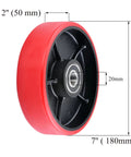 Pair Of Pallet Jack Steering Wheels 7x2 Inches Poly Tread Red With Preinstalled Bearings Axle And Fasteners For Quick Easy Swap In Replacement Parts For Industrial Pallet Jacks And Workshops Heavy Duty