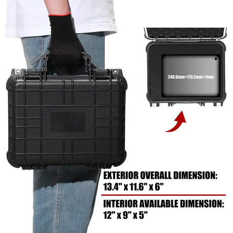 Super Tough Badass Waterproof Toolbox 13.4 Inch Features Customizable Foam Padlock Ready IP67 Rating Shockproof Hard Case Protects Cameras Tools Gears In All Weather Conditions Sweet Storage You Can Count On